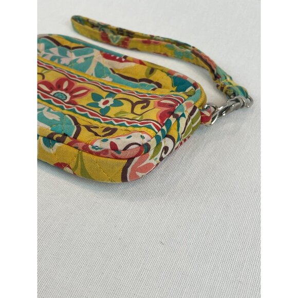 Vera Bradley Wristlet Wallet Small Floral Print Yellow Quilted Cotton Fabric - Picture 3 of 10